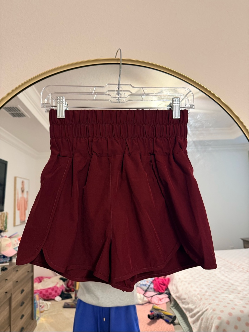 High-Waist Burgundy Shorts